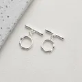 Detailed view of silver 14K plated irregular wave texture OT clasp for DIY jewelry - Style C Wave Round / Silver