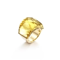 Fashionable 18k gold plated cocktail ring featuring a faceted bright yellow crystal stone - Size 7 / Yellow (Gold-Plated) (KR37555-K)