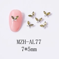 Macro view of 7x5mm olive green zircon butterfly nail art charms with silver alloy base - Olive Green Butterfly Style (AL77)