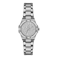 Elegant zilveren dameshorloge met sterrenhemel diamanten wijzerplaat en Romeinse cijfers - Zilveren Strass Stijl (1)