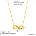 Detailansicht des goldenen Unendlichkeitsanhängers mit Maßen 15x6mm und 45+5cm Kette - Herz Zirkon Unendlichkeit Stil (SN045G-45+5CM)