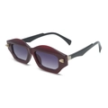 Occhiali da sole geometrici bordeaux vintage con borchie bianche e lenti sfumate grigie - Montatura Rosso Vino Grigio Sfumato