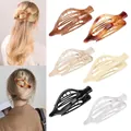 Set of 6 large leaf-shaped hollow hair claws in amber and beige for stylish hair styling - Set 5 (6-Piece Set: Resin Leaf Claw Clips)