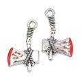 Colgantes de hacha gótica plateada con detalles de sangre roja para joyería DIY - Hacha ensangrentada / Plata Antigua con Sangre