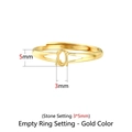 Adjustable golden S925 silver ring setting with four-prong 3x5mm oval mount - Stone Size 3*5mm / Gold