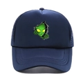 Marineblaue Trucker-Cap mit grünem Alien-Print und atmungsaktivem Mesh-Netz für Sonnenschutz - M (56-58cm) / Marineblau