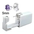 Disposable ear piercing gun with 5mm purple round zircon stud in 316 steel - Silver + Violet Zirconia