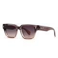 Retro quadratische Oversize-Sonnenbrille mit lila Farbverlauf und silbernen Metalldetails - Weinroter Rahmen Purpur Gelbe Gläser