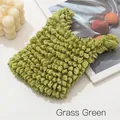 Minimalist popcorn fabric tote bag in grass green with unique stretchy pleated texture - Avocado Green