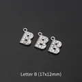 Silver alloy letter B pendant with crystal rhinestones for DIY jewelry 17x12mm - Letter B (10 Pcs)