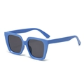 Blue oversized square sunglasses with dark lenses in a stylish 45-degree angle view - Blue Frame Grey Lens