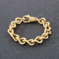 Pulsera de cadena trenzada estilo punk dorada con cierre de langosta vintage grabado - Dorado