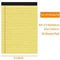 A4 size yellow legal pad with 50 sheets and top black binding for easy tearing - A4 / Yellow