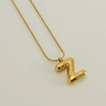 Golden chunky bubble letter Z pendant on a sleek snake chain necklace for women - Letter Z / Gold