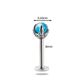 Titanium steel labret stud with blue turquoise stone in claw setting 8mm post - Cyan Cat's Eye Style(5#)