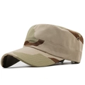 Detail view of camouflage flat top army cap with ripstop fabric and metal eyelets - Desert Camo(02)