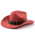Dettaglio dell'emblema dell'aquila e borchie in ottone sulla fascia del cappello cowboy - M (56-58cm) / Rosso Mattone
