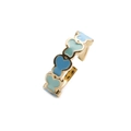 Anello regolabile di moda con gocce di smalto blu a forma di cuore su placcatura oro - Aperto Regolabile / Stile Multicolore a Forma di Cuore (CR0503CX)