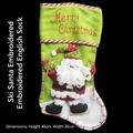 Chaussette de Noël verte avec Père Noël skieur 3D et broderie Merry Christmas - A1228032 Style Père Noël
