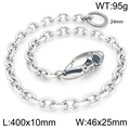 Silver skull heavy metal wallet chain 40cm with 95g stainless steel o-ring links - Style C Skull Buckle (40cm)