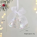 Iridescent transparent acrylic double bell Christmas ornament with white bow, 11cm height - Colorful Bells - Iridescent