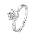 Eleganter S925 Sterling Silber Ring mit klassischem Sechs-Klauen 1ct runden Moissanit-Stein - US 5 / Moissanit (D Farbe)