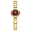 Gedi gold bracelet watch with a deep burgundy round dial and polished chain link band - Silver Case Blue Dial Silver Band
