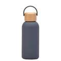 350ml double-walled vacuum insulated water bottle with matte dark grey finish and wood lid - Dark Gray
