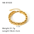 Bracciale a catena spessa in acciaio inossidabile placcato oro 24K con moschettone - Bracciale a Maglie Quadrate Industriali (NB-B1020-G)
