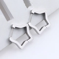 Minimalist silver pentagram star earrings in polished stainless steel for women and men - Star 18mm Steel Color
