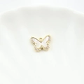 18k gold plated butterfly pendant with white mother of pearl and sparkling zircon stones - Zircon Butterfly Small 10*13mm