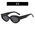 Retro black cat eye sunglasses for women with thick frames and dark lenses in model C1 - Glossy Black/Grey Lens
