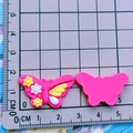 Detailed front and back view of 4cm pink resin butterfly accessory for DIY hair clips - Rose Red
