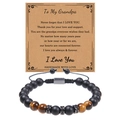 Detail showing tiger eye bead bracelet with greeting card for grandfather gift - To My Grandpa