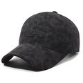 Cappellino da baseball in velluto a coste grigio scuro con ricamo vintage retrò - Regolabile / Nero con ricamo nero