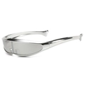 Y2K futuristic dolphin sports sunglasses in metallic silver with silver grey lenses - Silver
