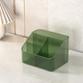 Deep green textured desk organizer with multiple compartments for cosmetics storage - Transparent Green (4 Compartments)