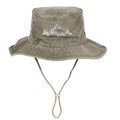 Sombrero de pescador verde oliva con bordado de montaña y cordón ajustable - verde oliva