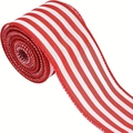 Red and white striped plaid ribbon roll for Christmas DIY gift bows and wrapping decor - Red and White Diagonal Stripe Christmas Ribbon (Style B)