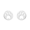 Minimalist silver cat paw earrings with a hollow round cutout design for women - Paw / Steel