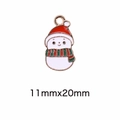 Cartoon snowman charm in red and white enamel with gold edges, size 11mm x 20mm - 57# Snowman