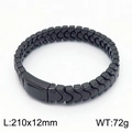 Bracciale da uomo in acciaio inossidabile nero opaco con maglie a spina di pesce - Stile B Texture a Squame / Nero (KB148844)