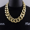 Chunky gold-plated CCB hip-hop chain necklace worn over a black t-shirt for men - 50cm Length / Gold