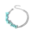 Bracelet en acier inoxydable argenté avec pierres de turquoise naturelles et fermoir - Turquoise Bleue Argent