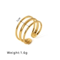 Minimalist triple-layered open gold ring with elegant 18k plated geometric steel bands - Multi-layer Simple Line Style (HF-J1405)
