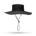 Sombrero de sol negro de ala ancha con cordón ajustable y aberturas para la pesca - Negro