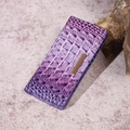 Faux crocodile leather flip wallet case in deep purple with magnetic metal clasp - Metallic Purple