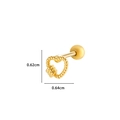 Golden heart-shaped stud earring with twisted rope texture and size dimensions - 2# Golden (Heart)