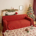 Christmas red, yellow, and green plaid sofa throw blanket with white fringe tassels - 180*230CM / Red Yellow Plaid