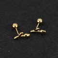 Macro detail of gold-plated tulip flower stud earrings with secure screw-back ball - Tulip / Gold